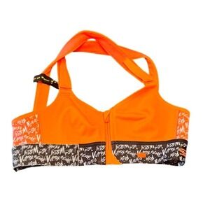 Shefit Ultimate Sports Bra Orange Black High Impact Zip Front Size XSmall NWT